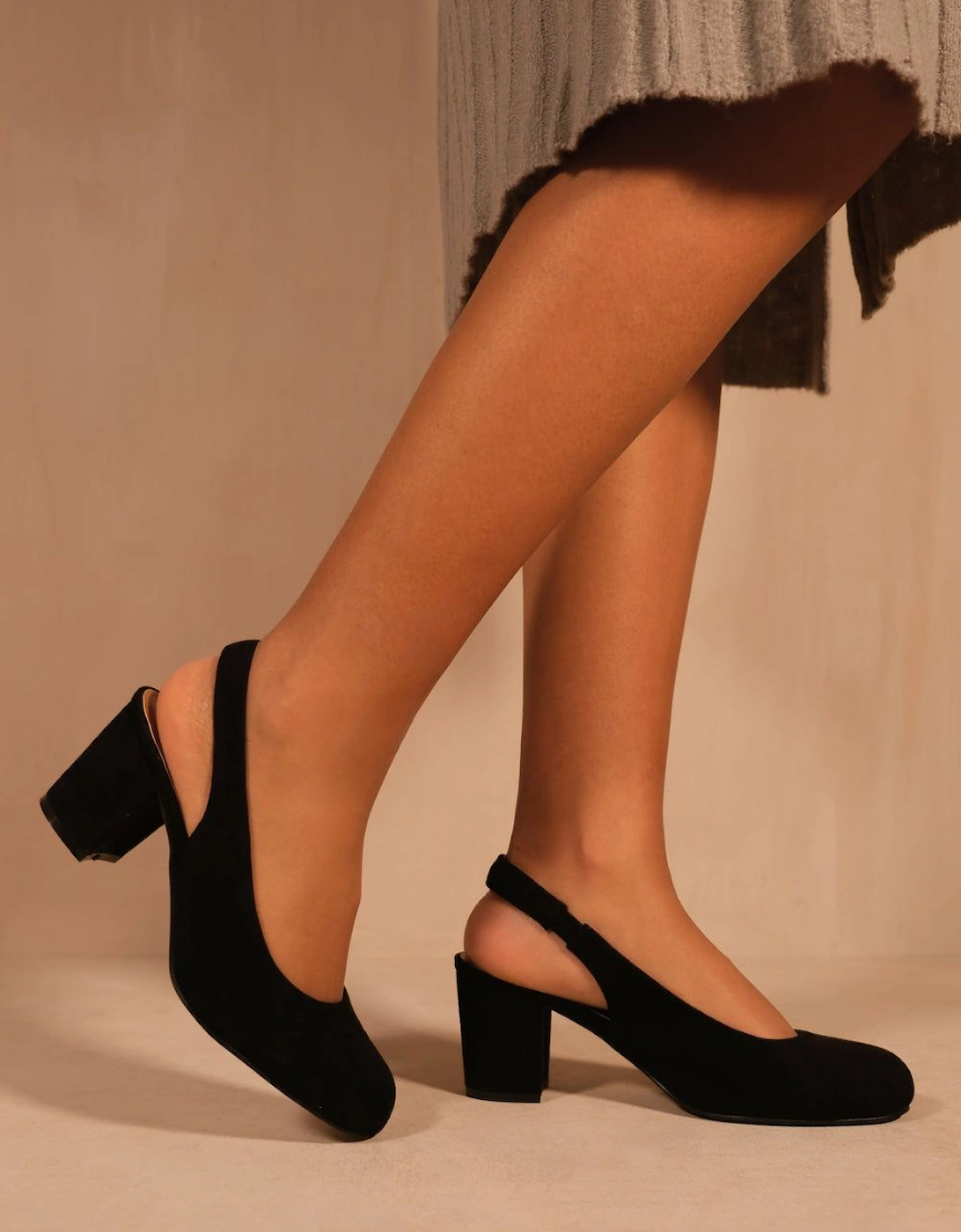 'Edith' Block Heel Slingback Shoes, 2 of 1