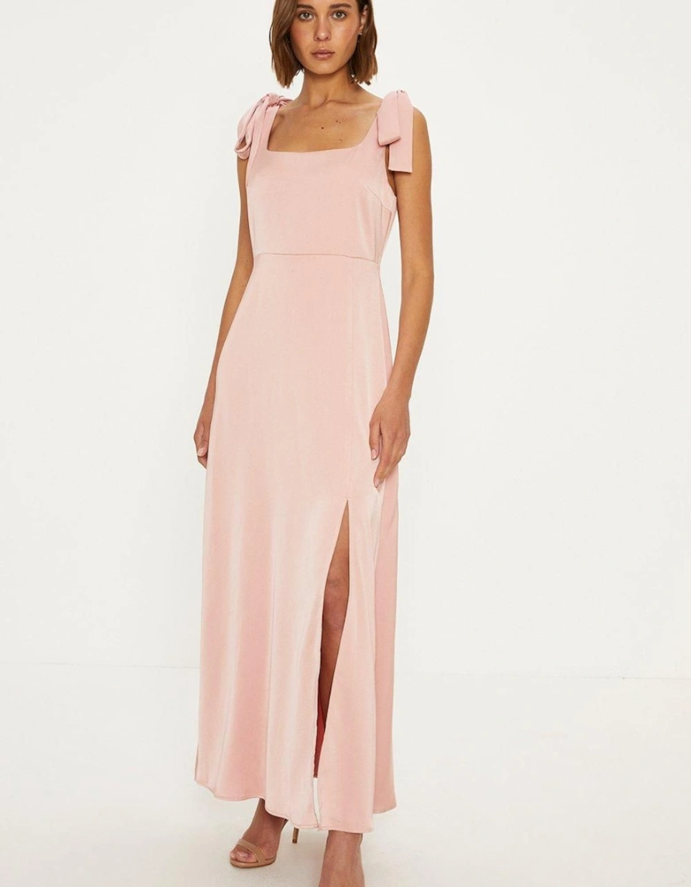 by Coast Satin Tie Shoulder Midi Bridesmaid Dress