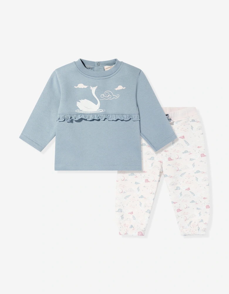 Baby Girls Ruffle Trouser Set in Pink