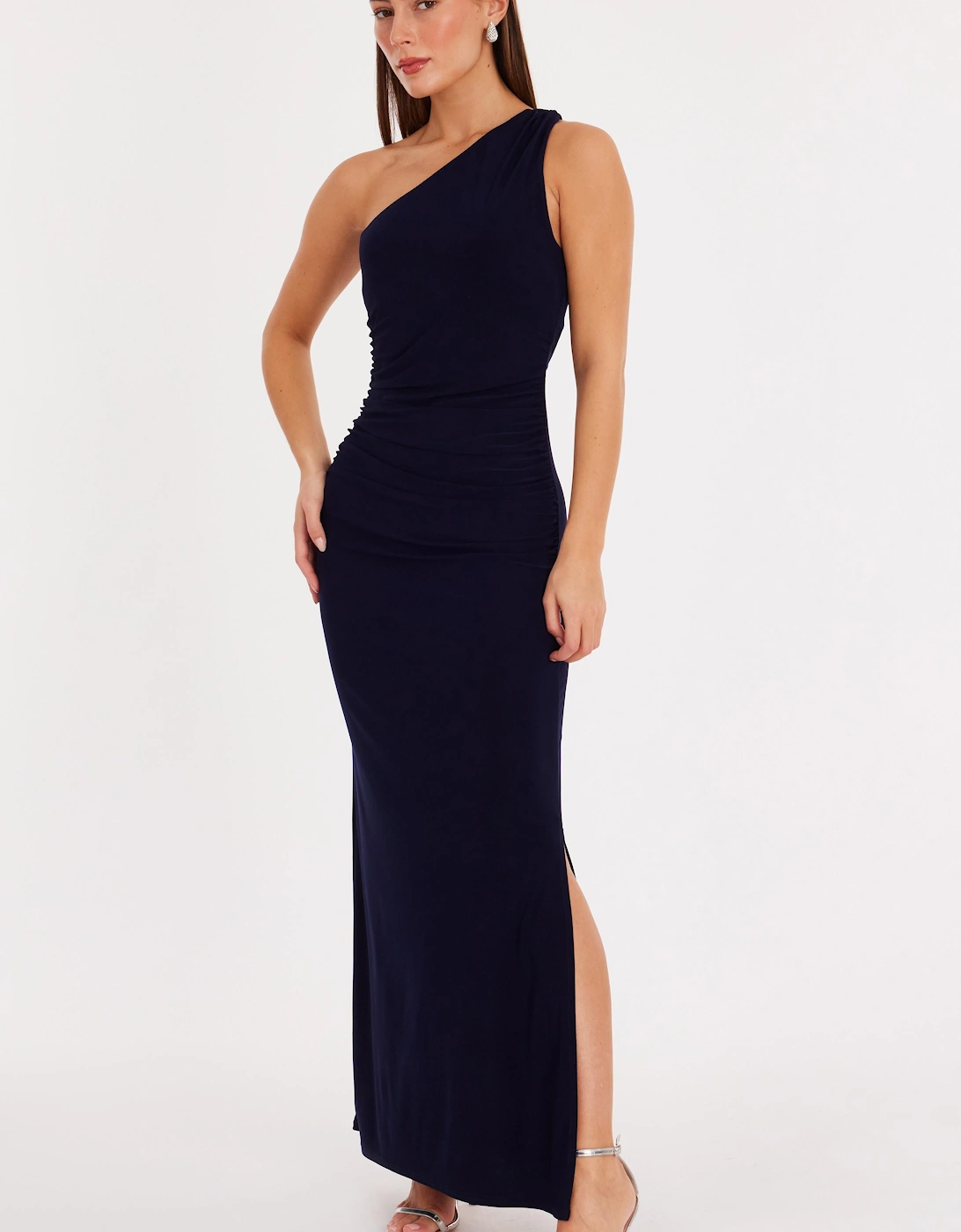 Navy Twisted One Shoulder Maxi Dress, 2 of 1