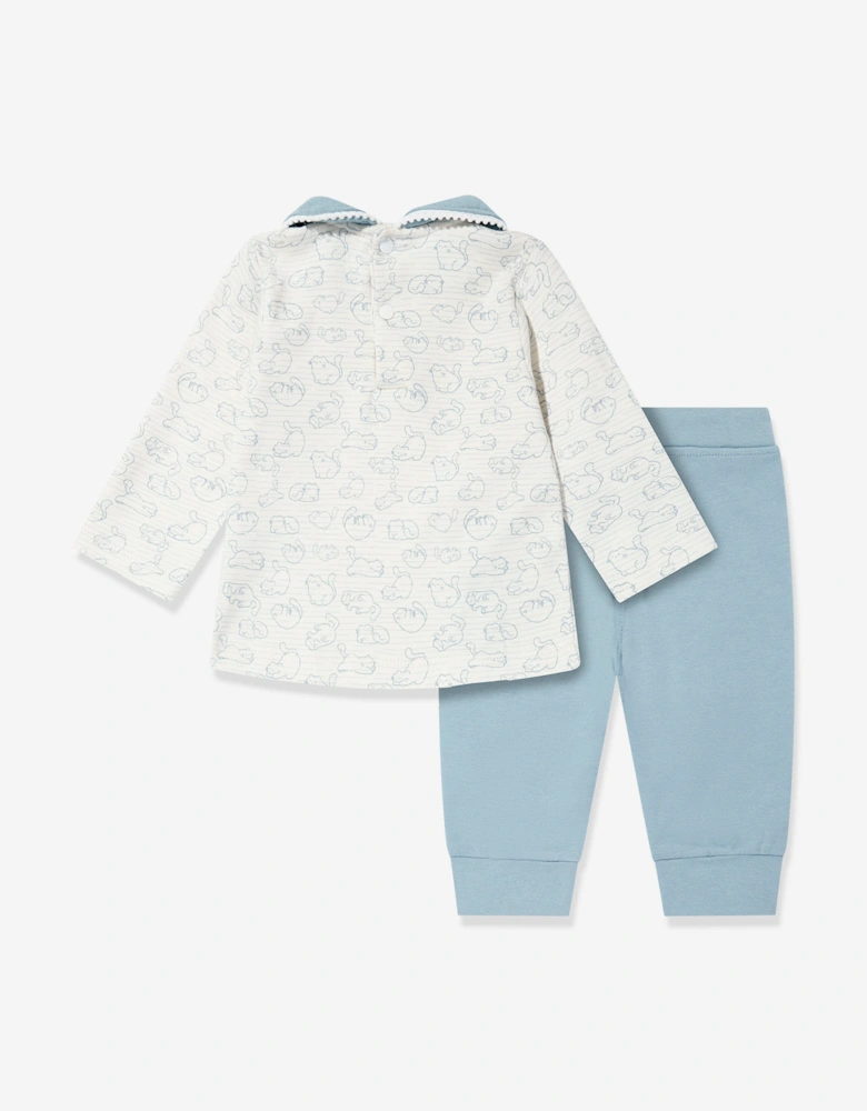 Baby Girls Blouse and Trouser Set in Blue