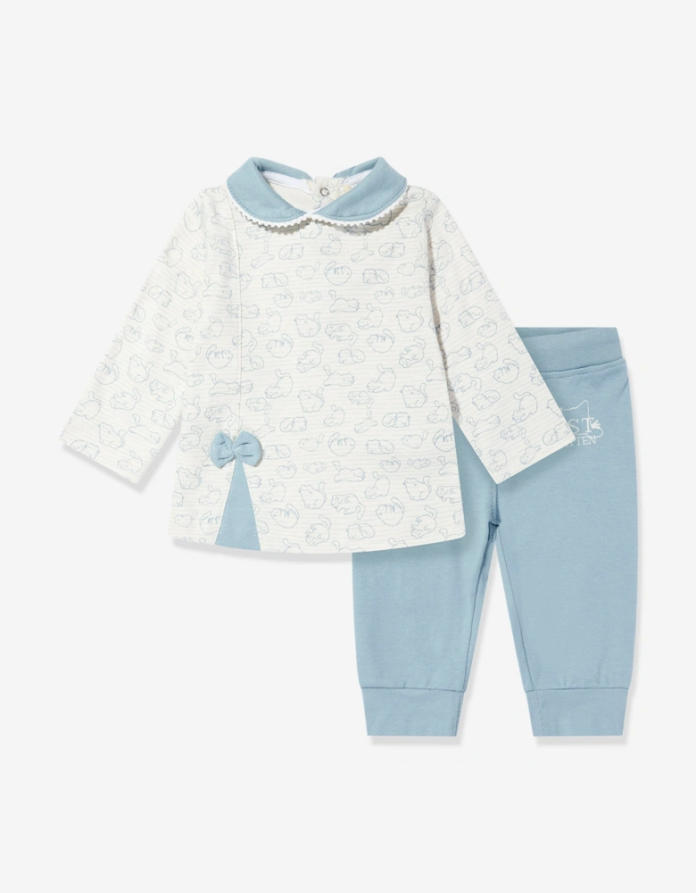 Baby Girls Blouse and Trouser Set in Blue