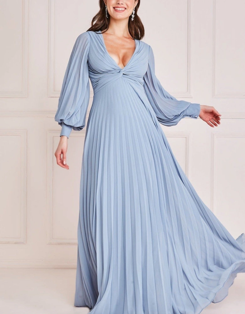 Fully Pleated Chiffon Maxi Dress