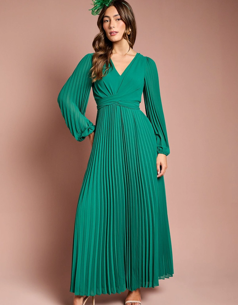 Pleated Wrap Front Dress