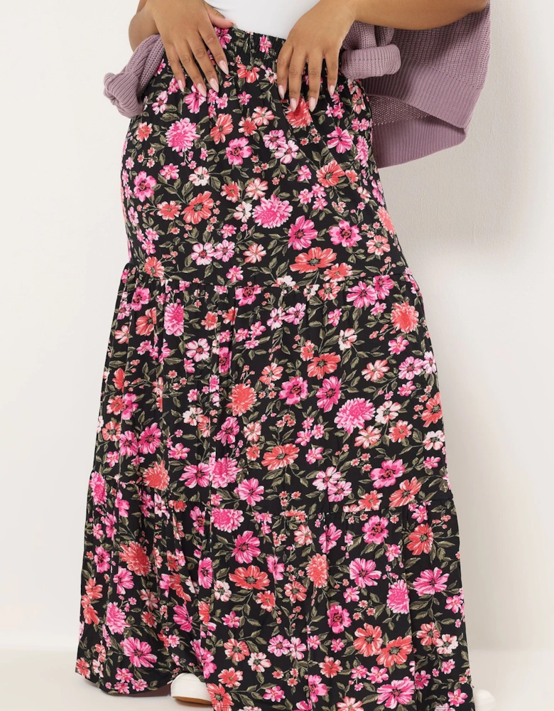 Floral Tiered Maxi Skirt