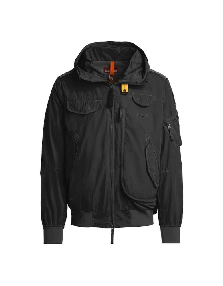 Gobi Spring Off-Black Hooded Bomber Jacket
