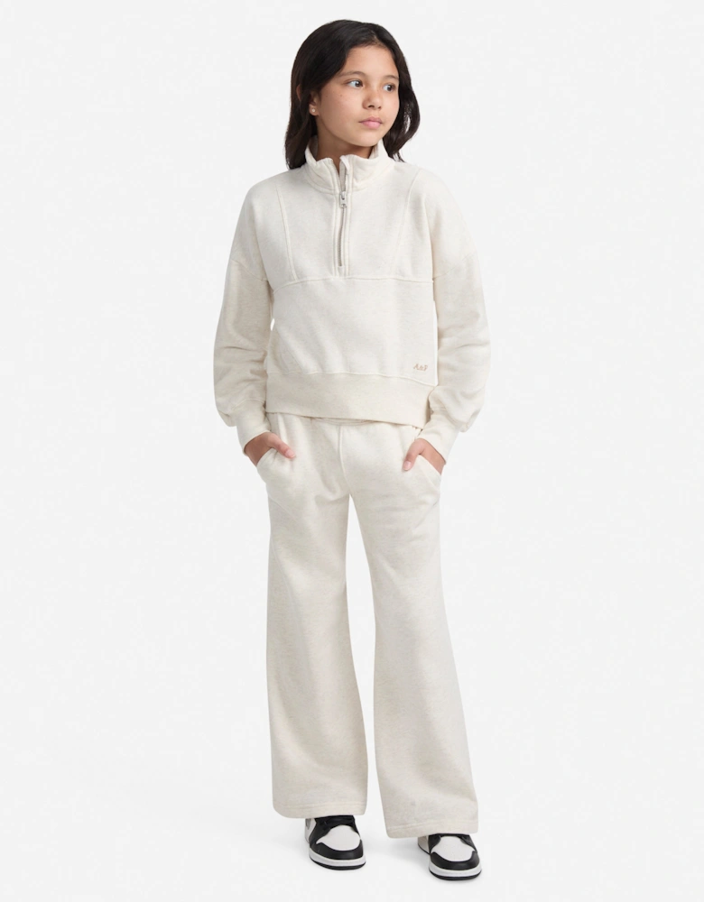 Girls Essential 1/4 Zip Pullover in Beige