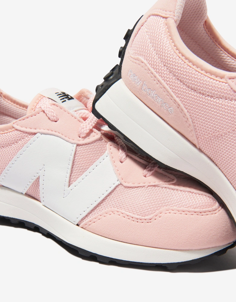 Girls 327 Lace Up Logo Trainers in Pink