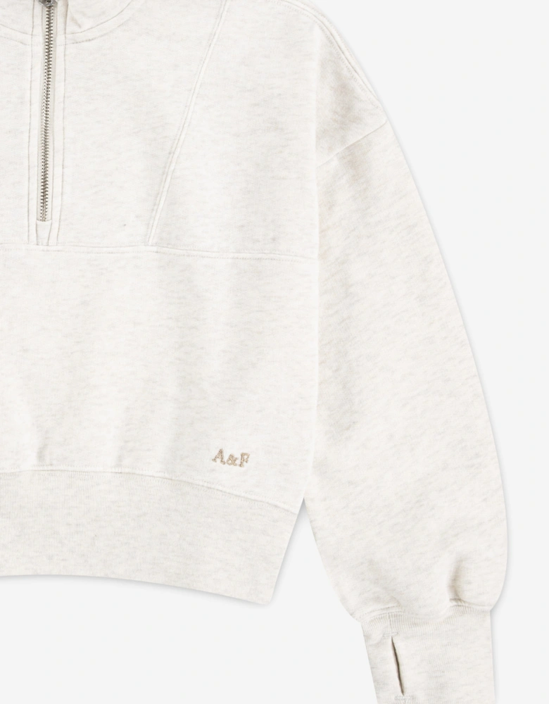 Girls Essential 1/4 Zip Pullover in Beige