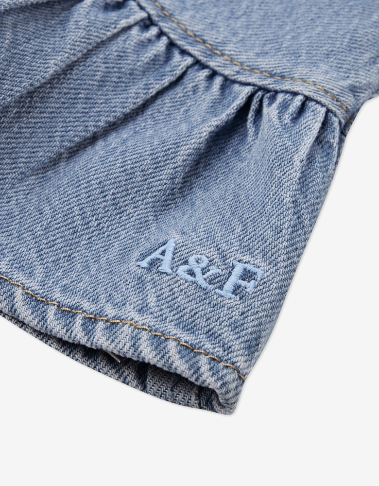 Girls Smocked Waist Tiered Dress in Blue