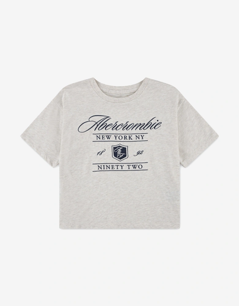 Girls Crest Boxy T-Shirt in Beige