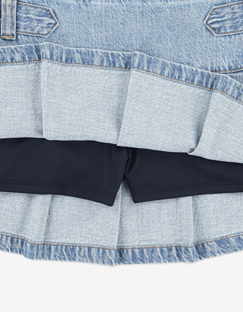 Girls Pull Tab Pleated Skort in Blue