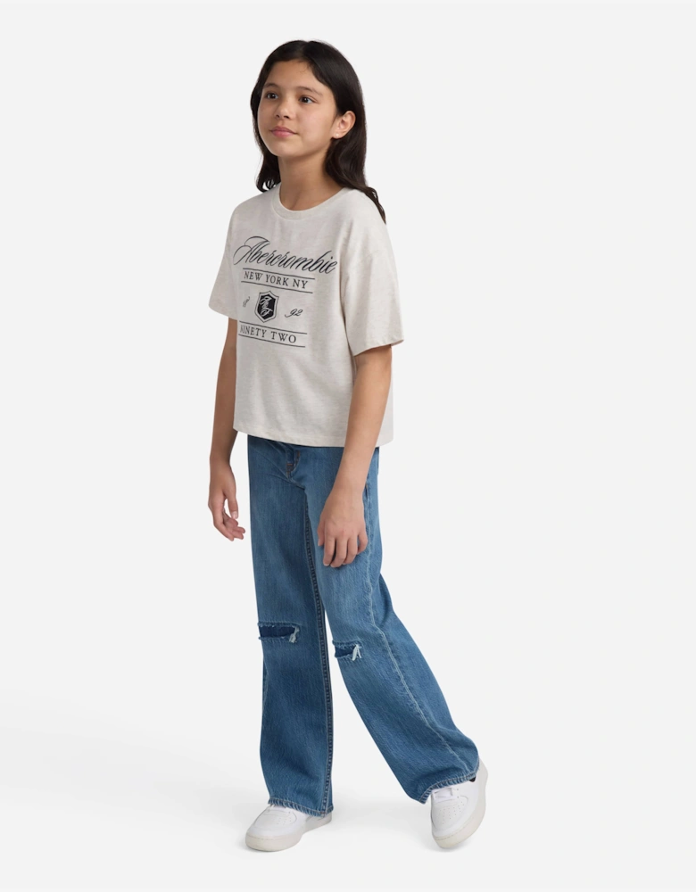 Girls Crest Boxy T-Shirt in Beige