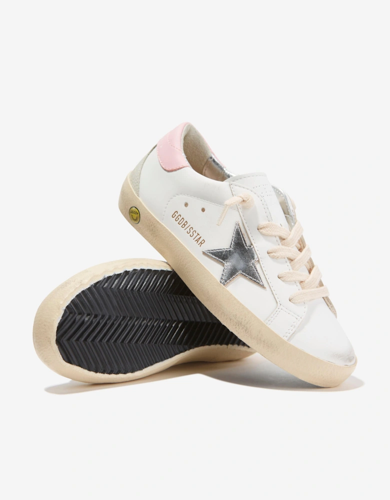 Golden Goose Girls Leather Super Star Trainers in White