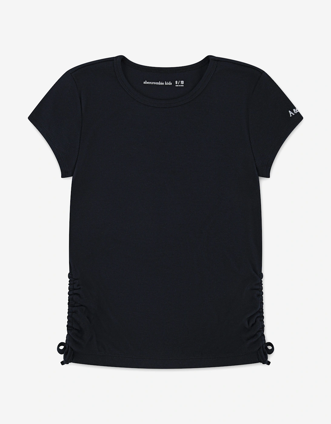 Girls Ruched Side Bow T-Shirt in Black, 6 of 5