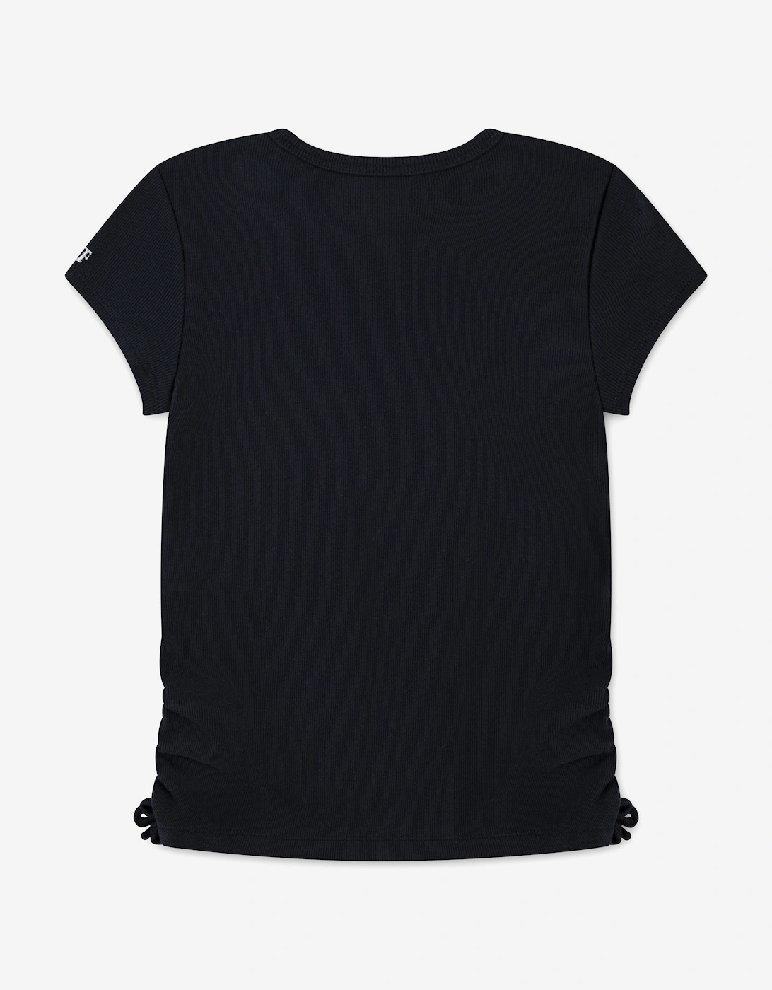 Girls Ruched Side Bow T-Shirt in Black