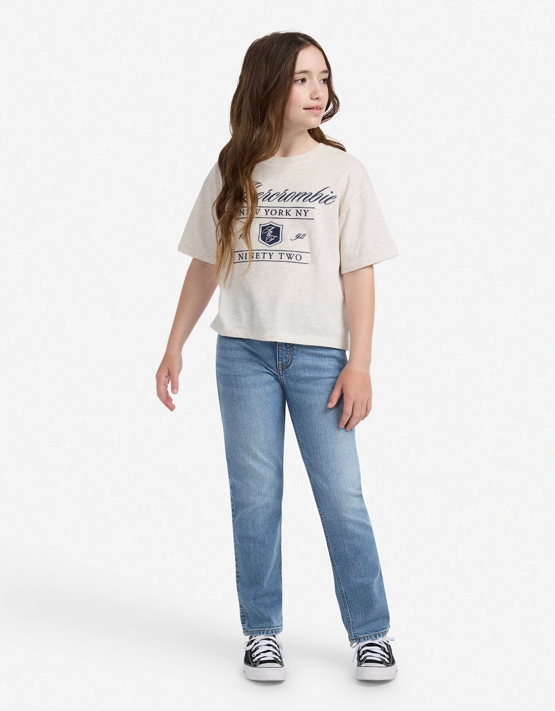 Girls High Rise 90S Straight Jeans in Blue