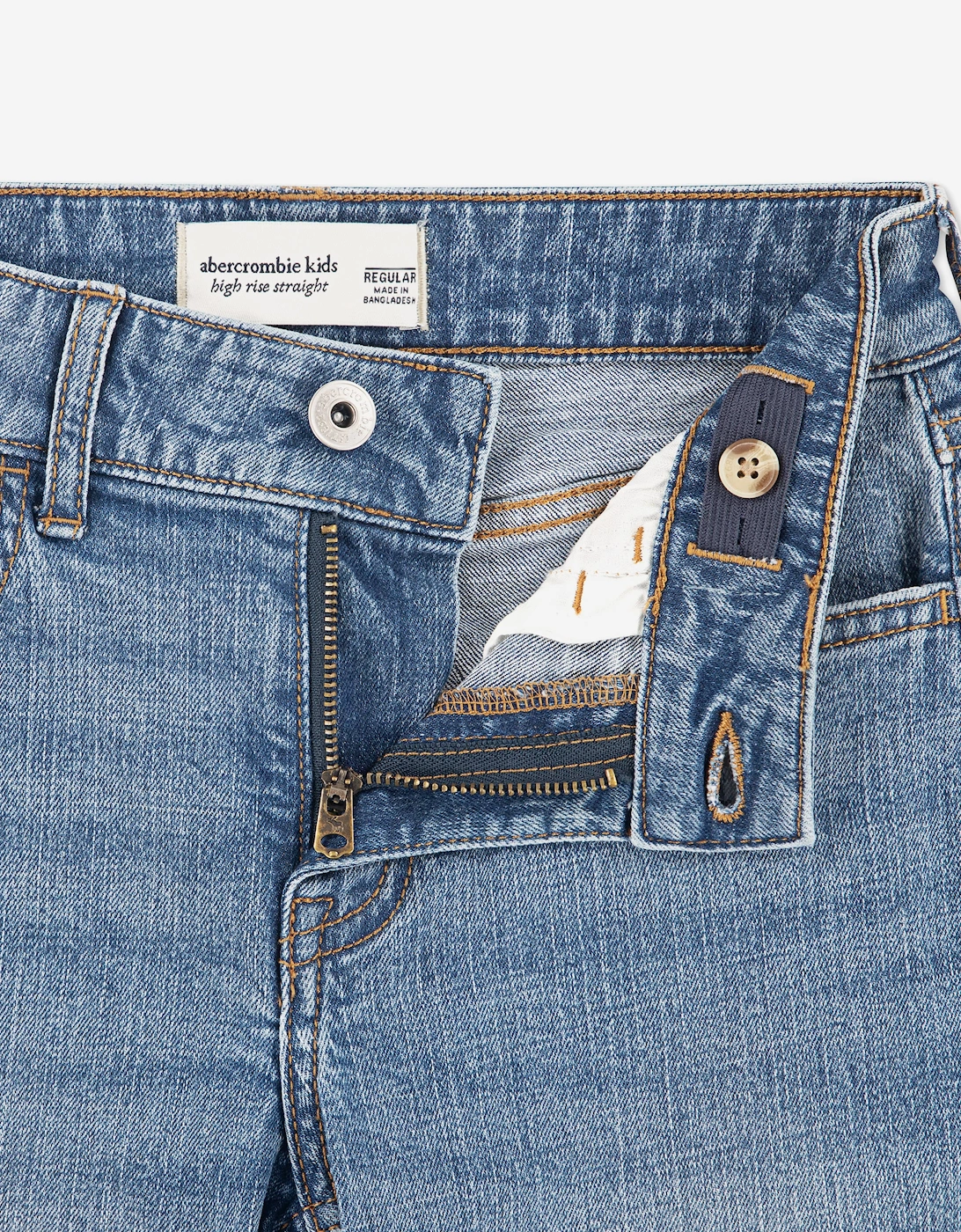 Girls High Rise 90S Straight Jeans in Blue