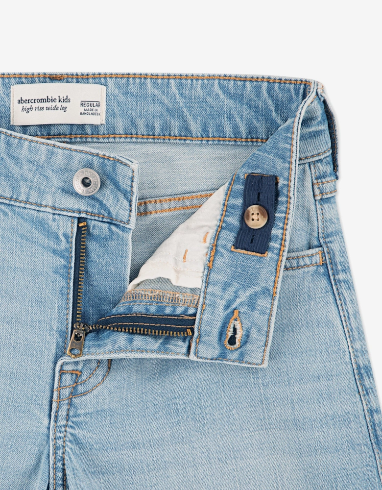 Girls High Rise Wide Leg Jeans in Blue