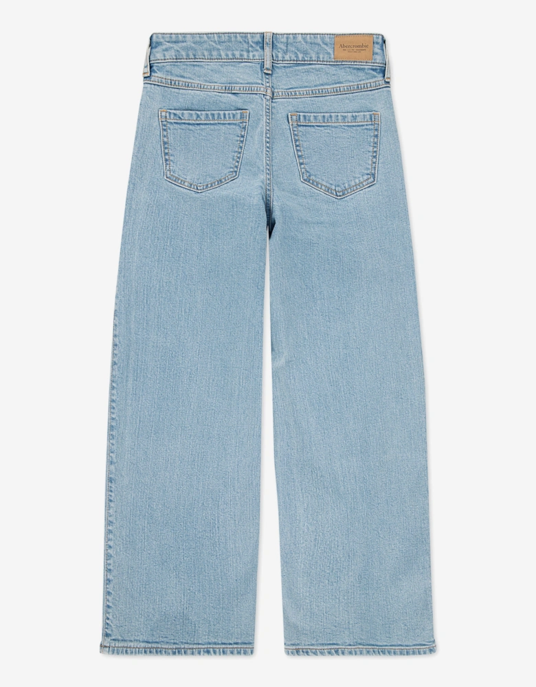 Girls High Rise Wide Leg Jeans in Blue