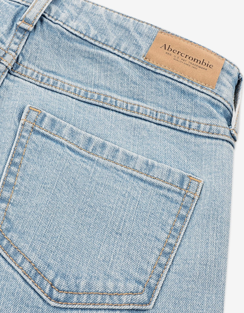 Girls High Rise Wide Leg Jeans in Blue