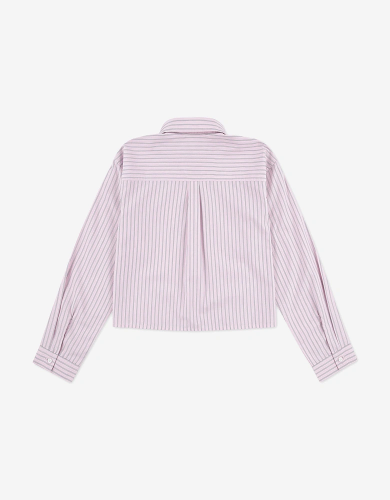 Girls Button Front Boxy Shirt in Pink