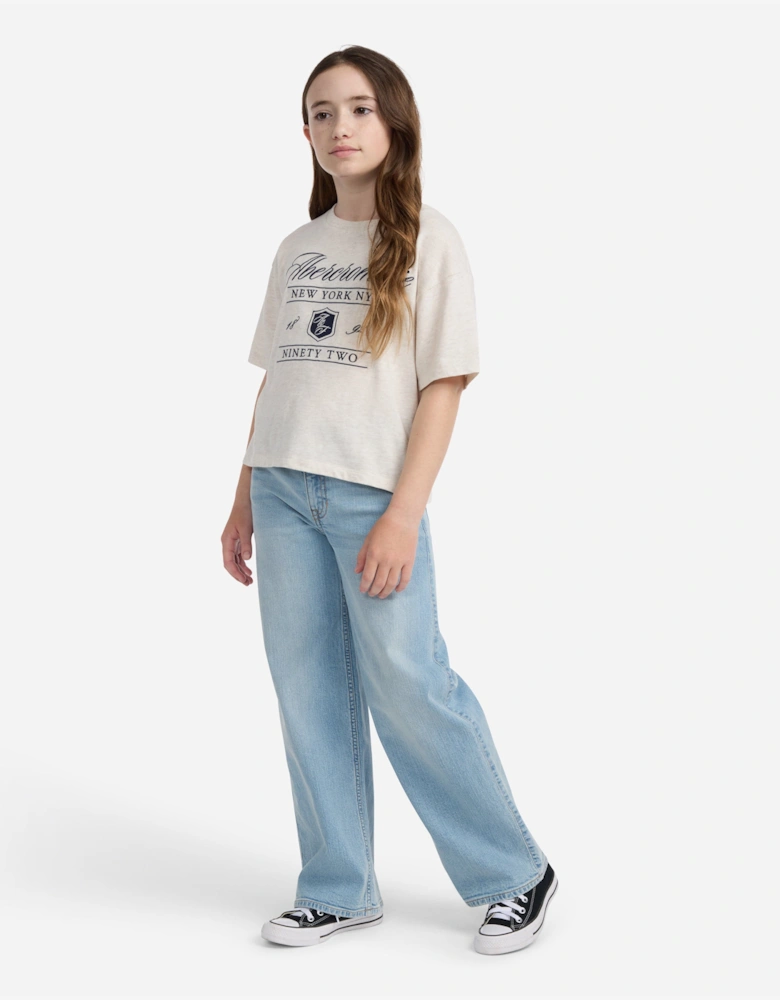 Girls High Rise Wide Leg Jeans in Blue