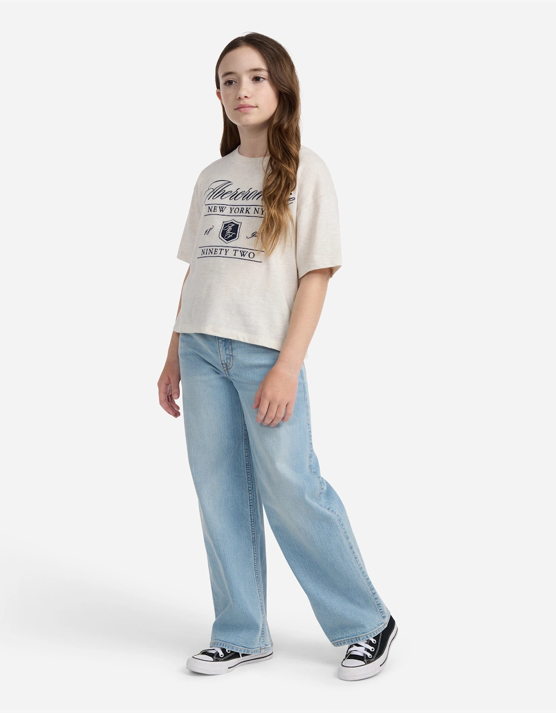 Girls High Rise Wide Leg Jeans in Blue