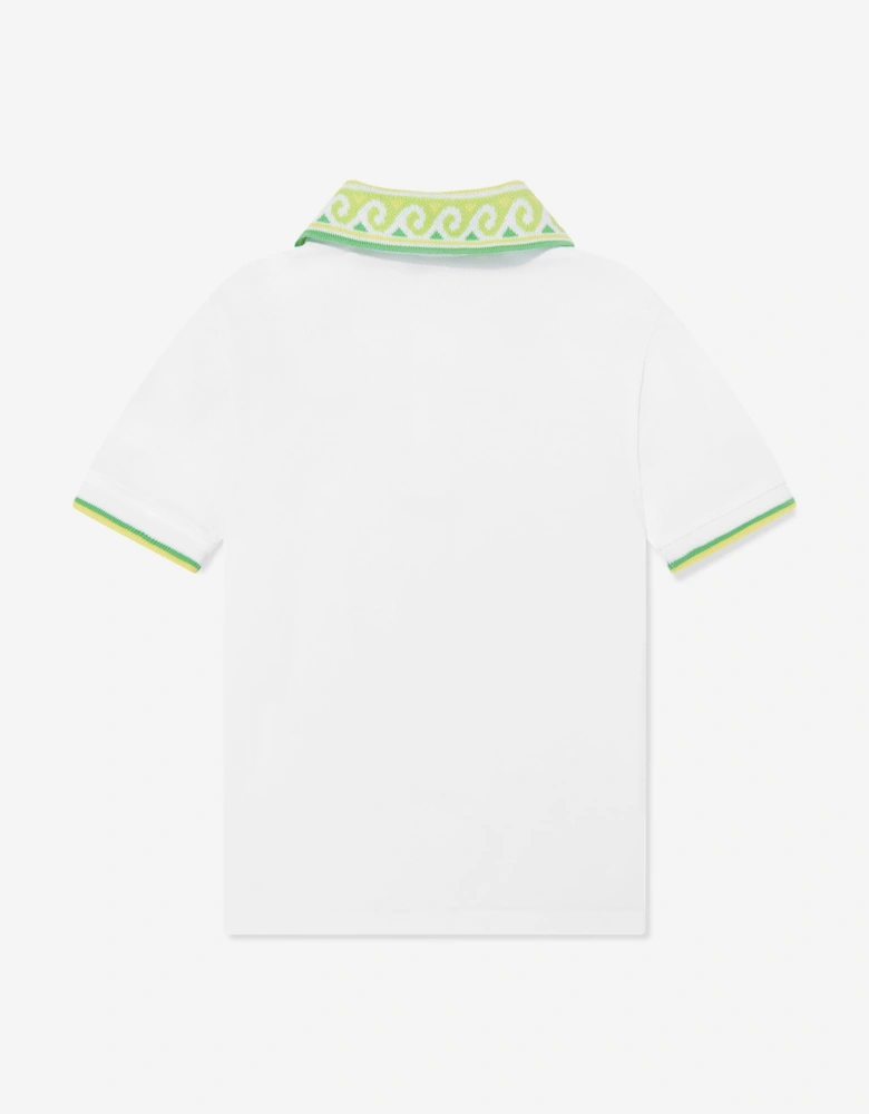 Boys Laurel Collar Polo Shirt in White
