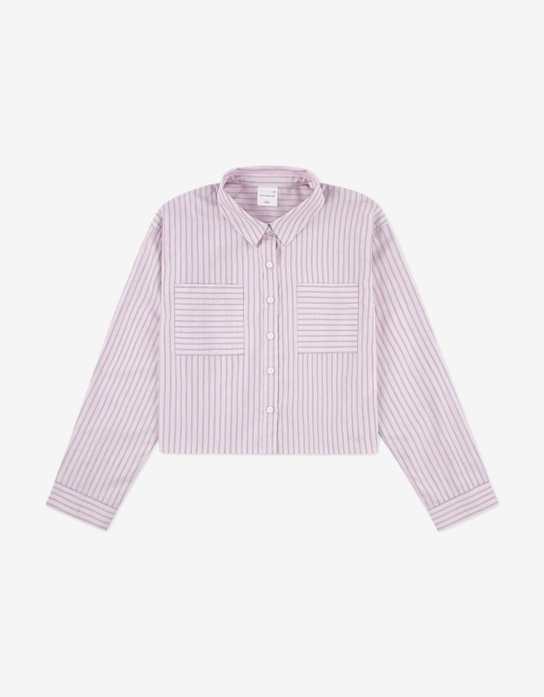 Girls Button Front Boxy Shirt in Pink