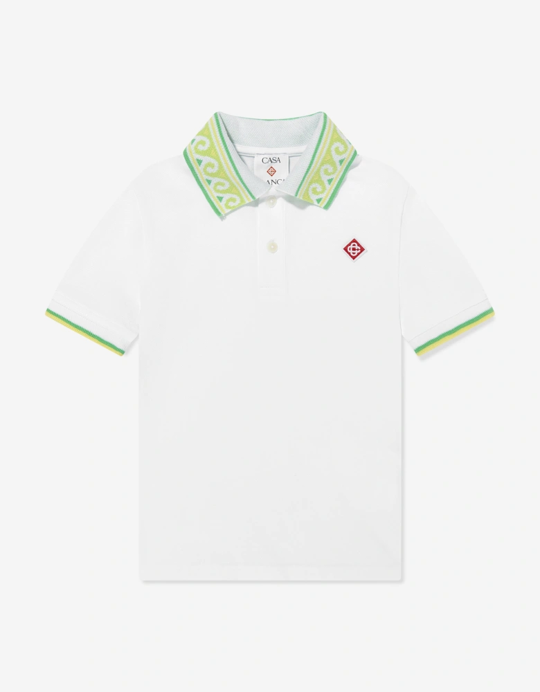 Boys Laurel Collar Polo Shirt in White