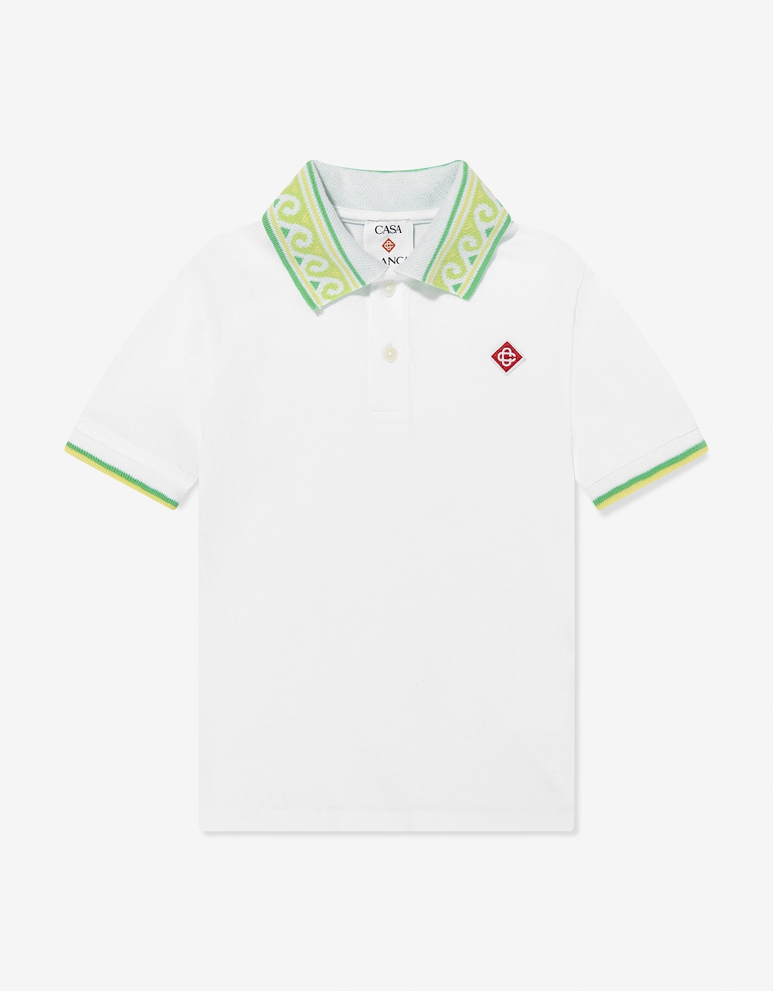 Boys Laurel Collar Polo Shirt in White, 5 of 4