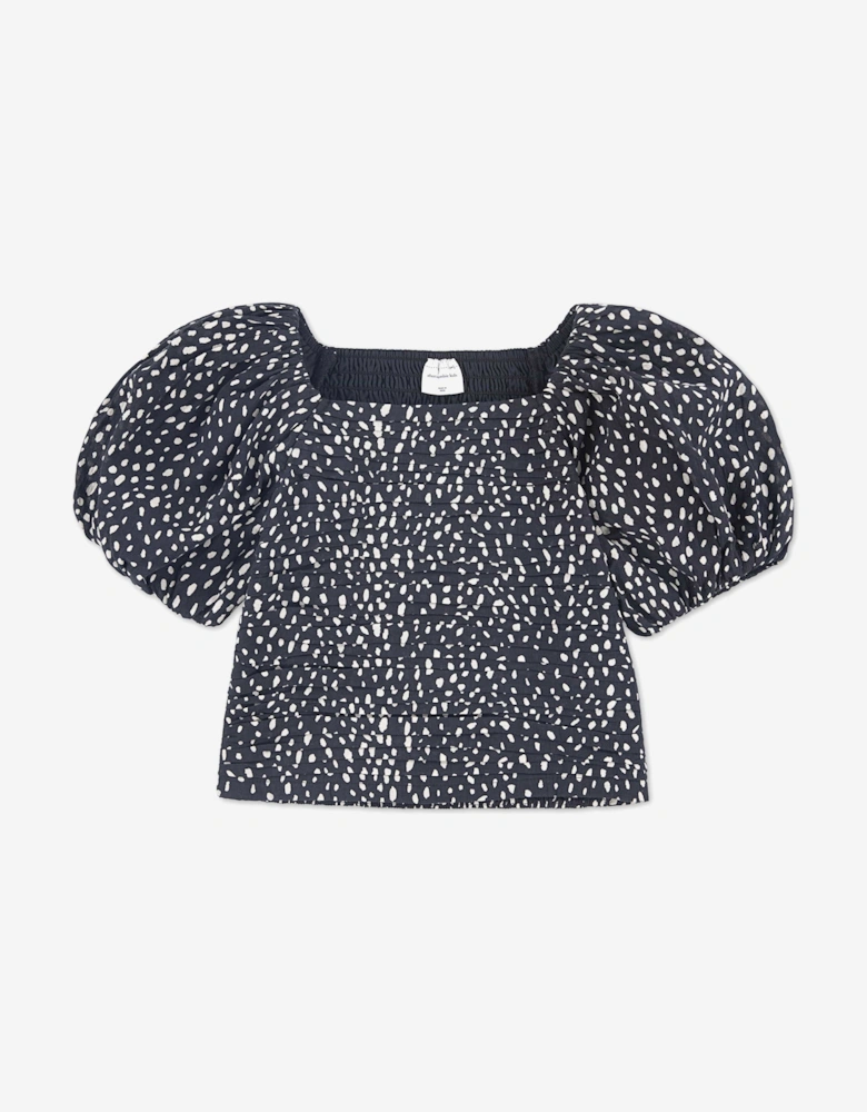 Girls Emerson Puff Sleeve Blouse in Black