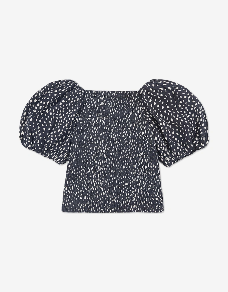 Girls Emerson Puff Sleeve Blouse in Black