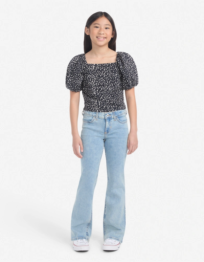 Girls Emerson Puff Sleeve Blouse in Black