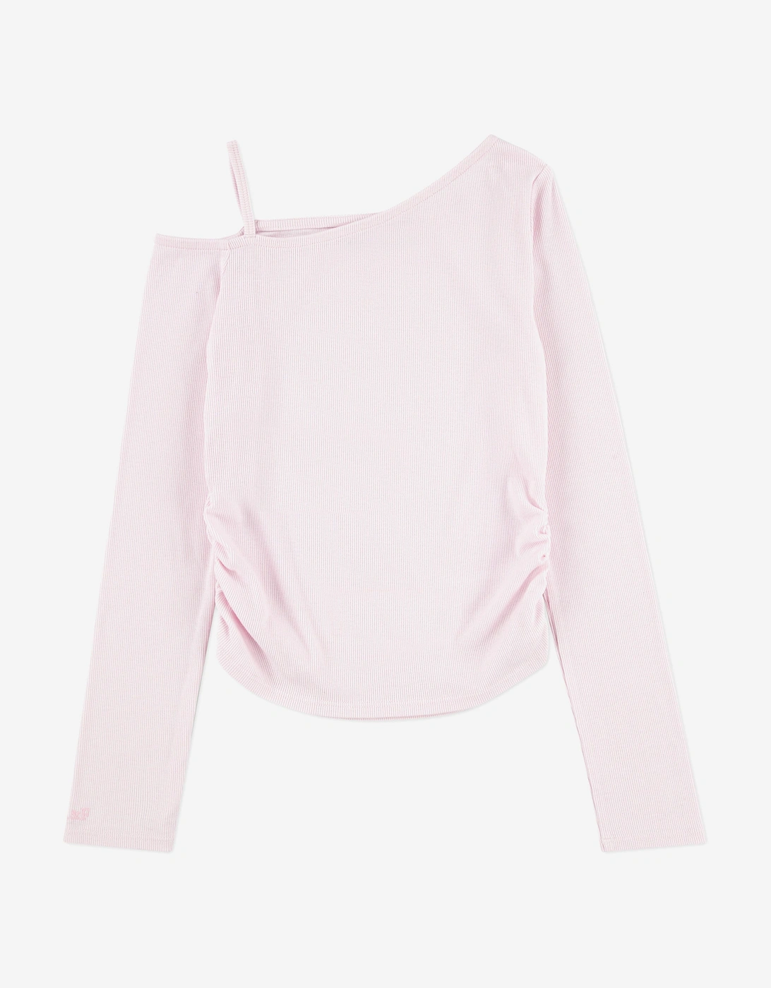 Girls Asymmetrical Ruched Long Sleeve Top in Pink