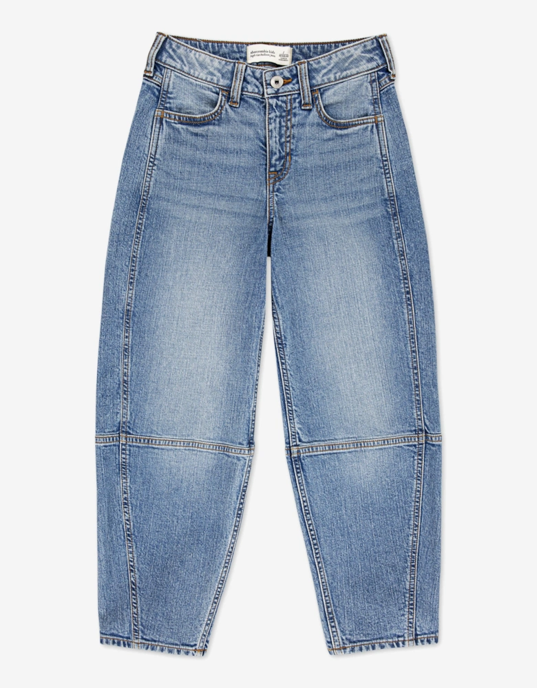 Girls High Rise Balloon Jeans in Blue