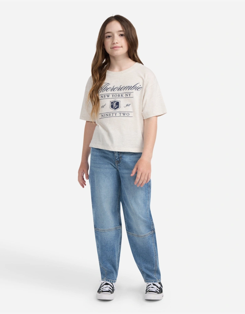 Girls High Rise Balloon Jeans in Blue