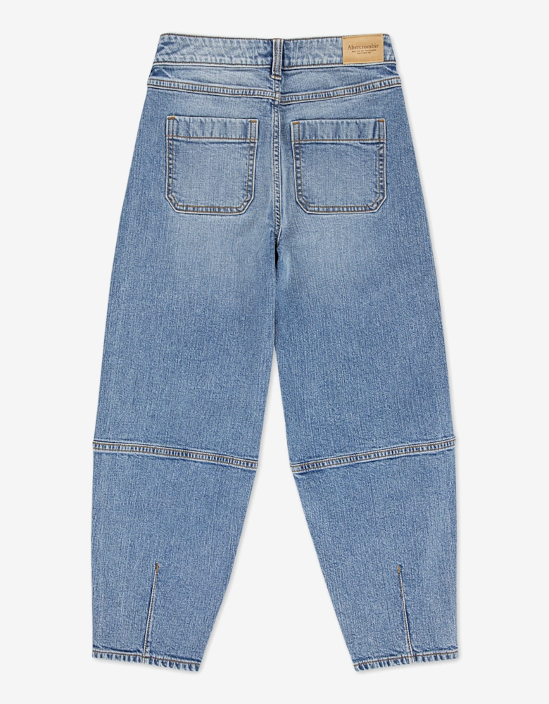 Girls High Rise Balloon Jeans in Blue