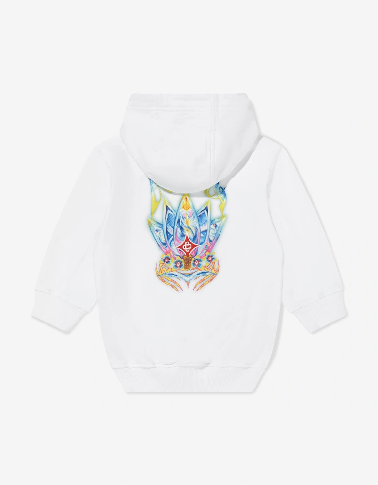 Boys Surf Lotus Printed Hoodie in White