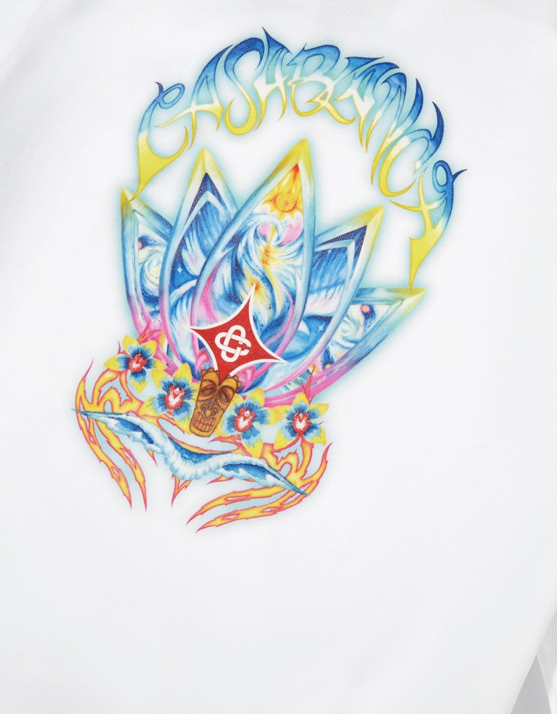 Boys Surf Lotus Printed Hoodie in White