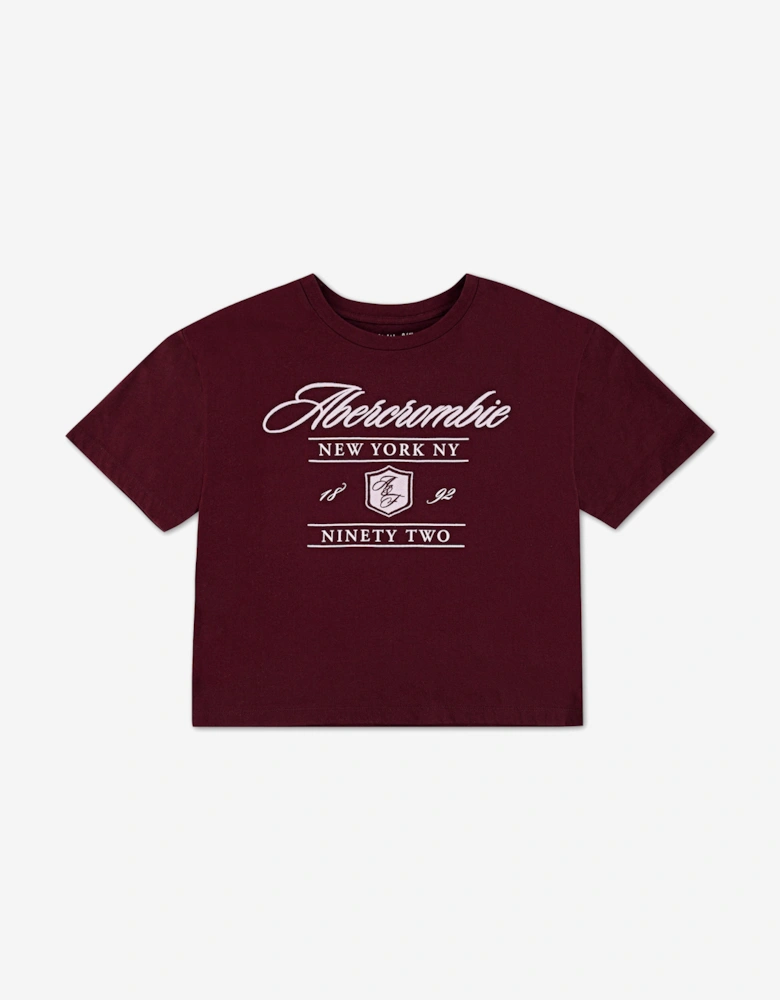 Girls Crest Boxy T-Shirt in Red