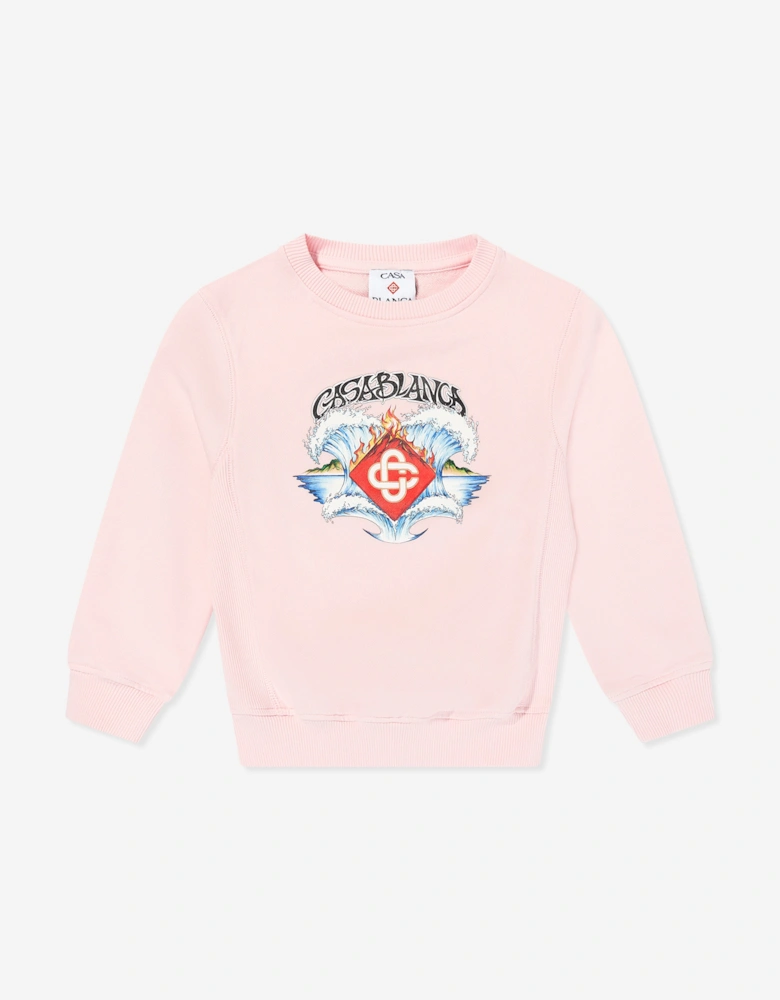 Girls Waves Sweatshirt in Pink