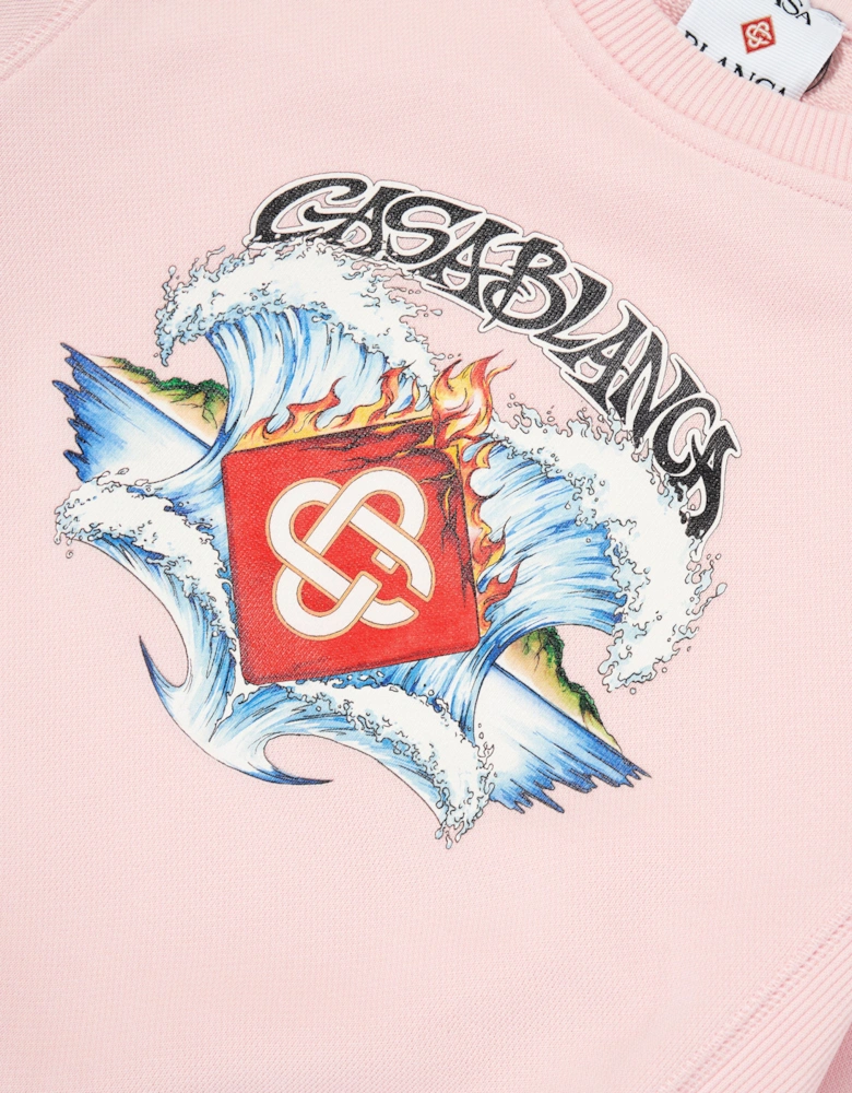 Girls Waves Sweatshirt in Pink