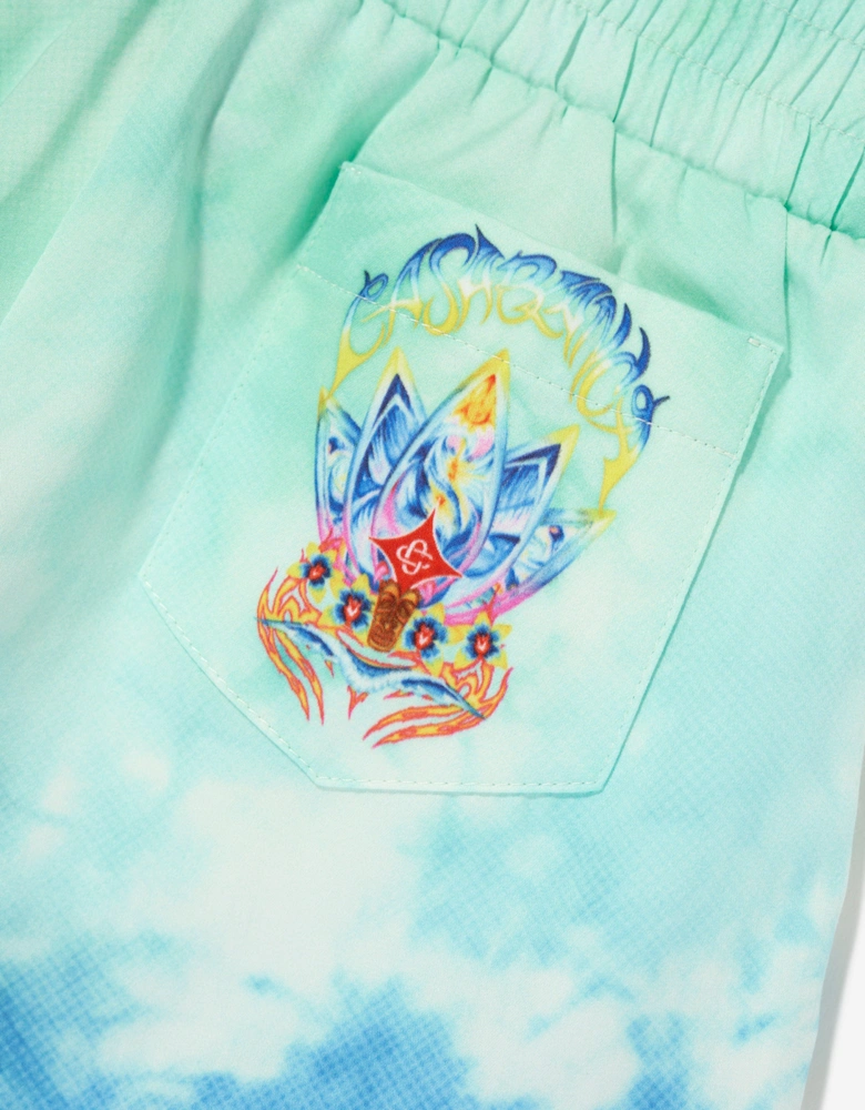 Boys Surf Lotus Cotton Shorts in Blue