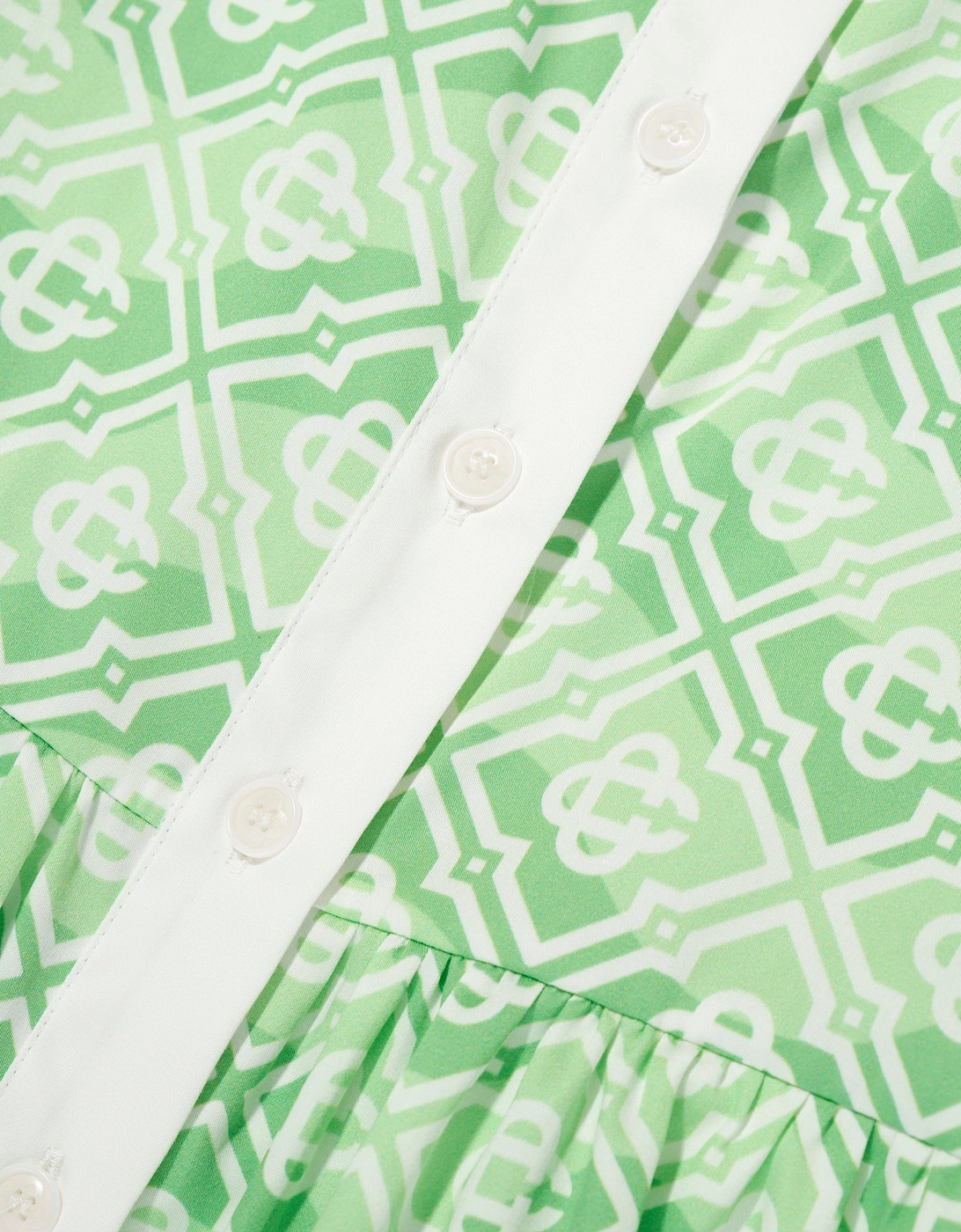 Girls Wavy Monogram Dress in Green