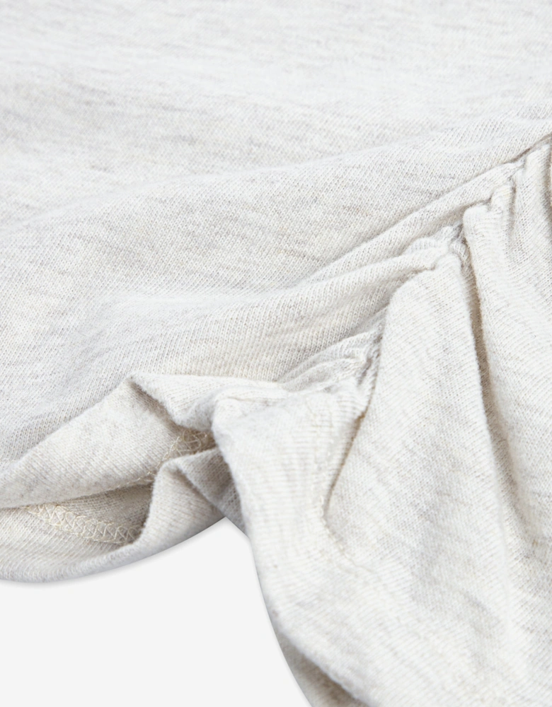 Girls Pearl Bow Ruched T-Shirt in Beige