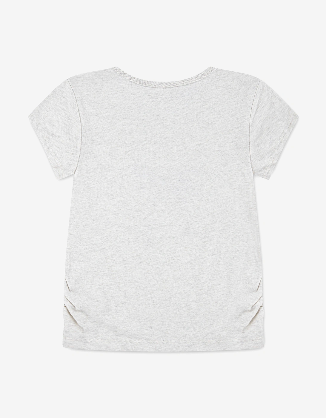 Girls Pearl Bow Ruched T-Shirt in Beige