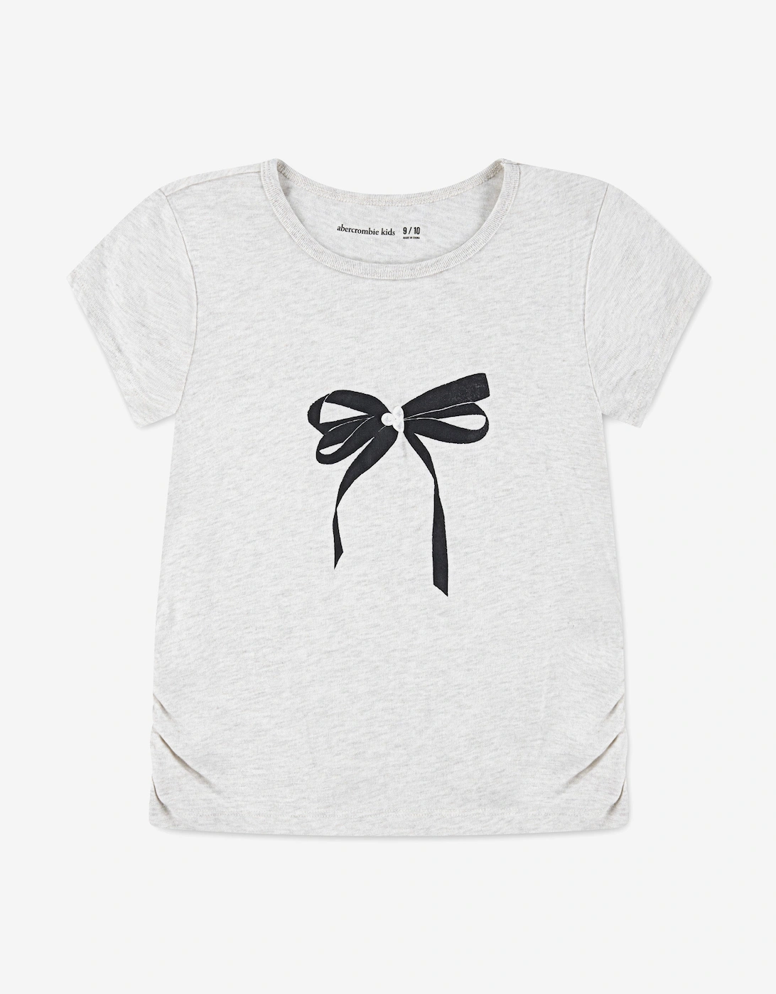 Abercrombie & Fitch Girls Grey Pearl Bow Ruched T-Shirt In - Size: 5 Years/6 Years Kids