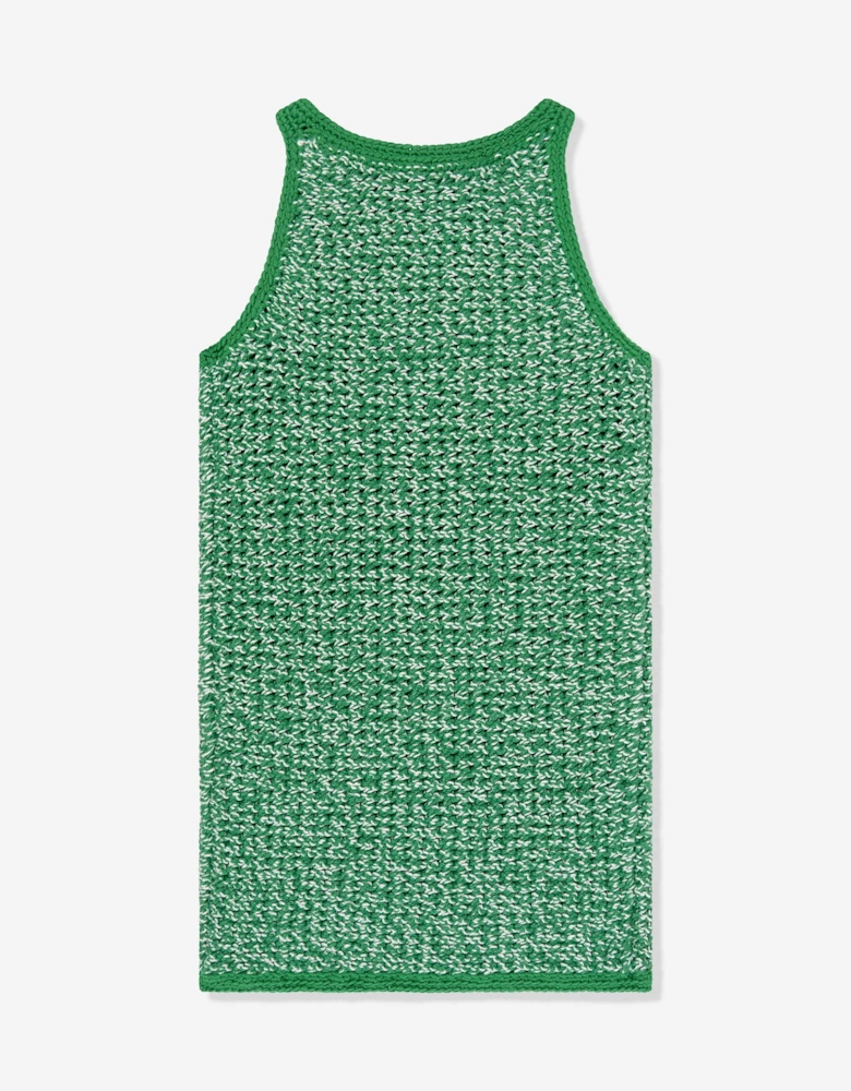 Girls Mouline Sleeveless Dress in Green